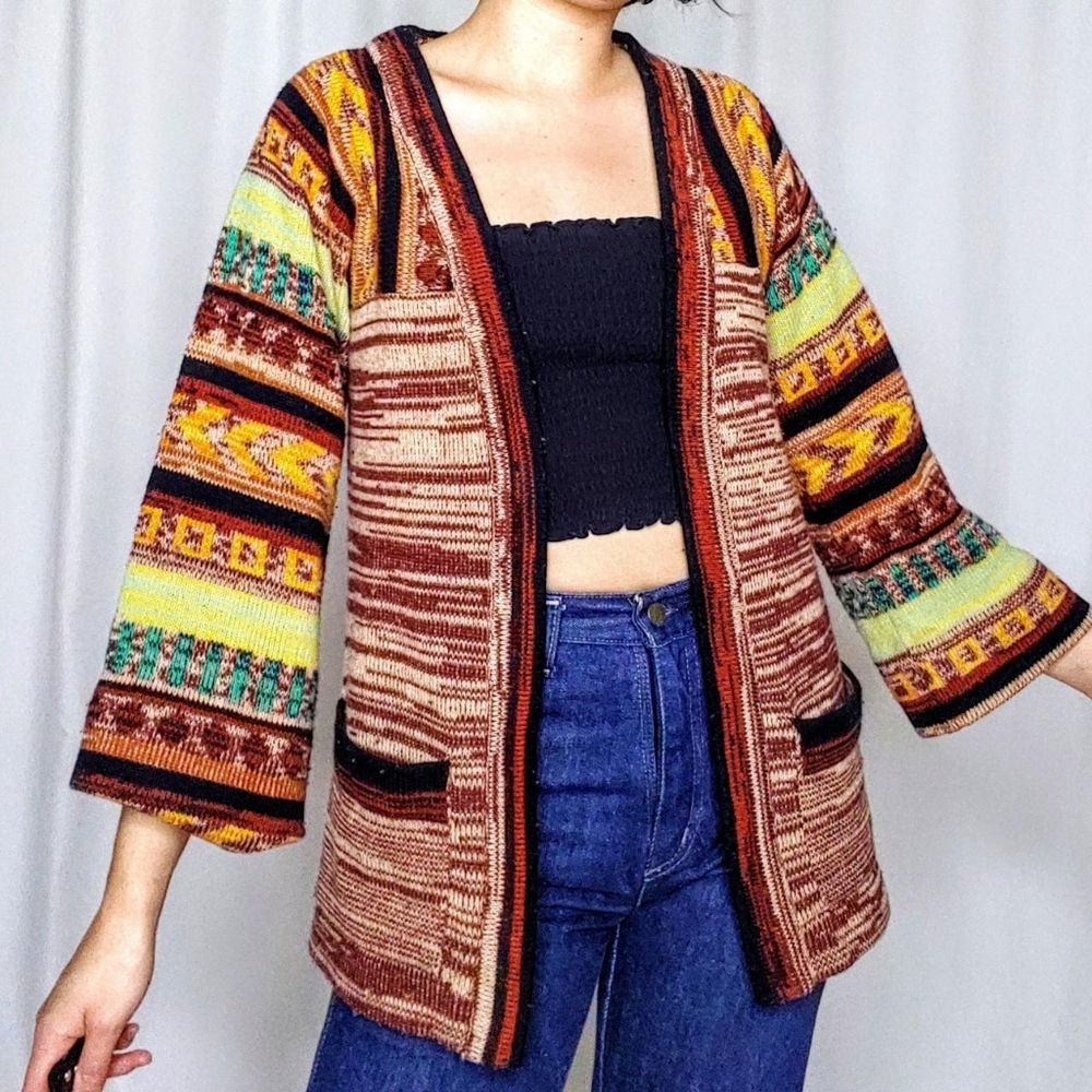 70s vintage bell sleeve cardigan